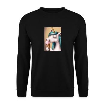 Eiscreme Einhorn - Unisex Pullover - Schwarz - Vorne - Alina (178cm) & Michal (187cm)