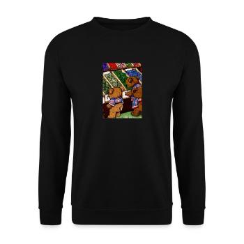 Japanische Teddybären Einkaufen - Unisex Pullover - Schwarz - Vorne - Alina (178cm) & Michal (187cm)
