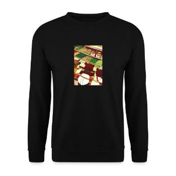 Japanische Teddybären Einkaufen - Unisex Pullover - Schwarz - Vorne - Alina (178cm) & Michal (187cm)
