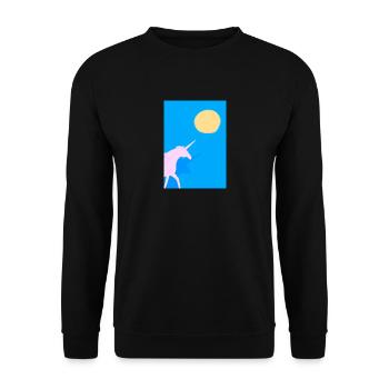 Minimales Einhorn - Unisex Pullover - Schwarz - Vorne - Alina (178cm) & Michal (187cm)