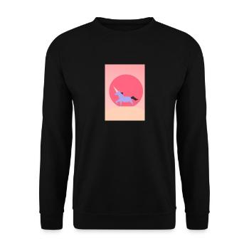 Minimales Einhorn - Unisex Pullover - Schwarz - Vorne - Alina (178cm) & Michal (187cm)