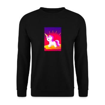 Minimales Einhorn - Unisex Pullover - Schwarz - Vorne - Alina (178cm) & Michal (187cm)