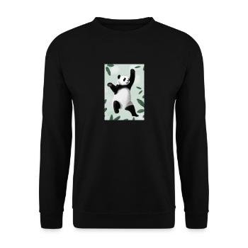 Panda zwischen Blättern - Unisex Pullover - Schwarz - Vorne - Alina (178cm) & Michal (187cm)