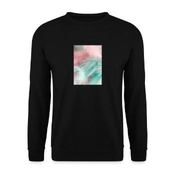 Pastellfarbene Federn - Unisex Pullover - Schwarz - Vorne - Alina (178cm) & Michal (187cm)
