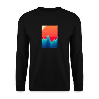 Retro Berge und Sonne - Unisex Pullover - Schwarz - Vorne - Alina (178cm) & Michal (187cm)