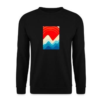 Retro Berge und Sonne - Unisex Pullover - Schwarz - Vorne - Alina (178cm) & Michal (187cm)