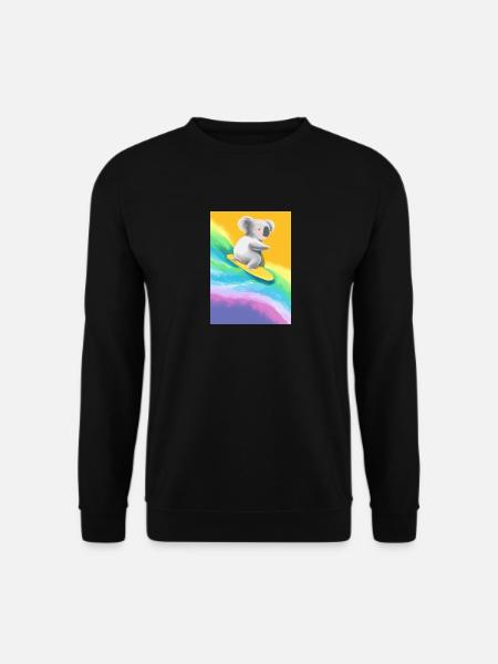 Surfender Regenbogen-Koala - Unisex Pullover - Schwarz
