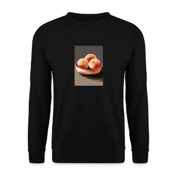 Drei Pfirsiche - Unisex Pullover - Schwarz - Vorne - Alina (178cm) & Michal (187cm)