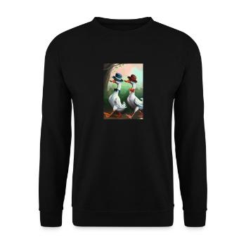 Zwei Enten - Unisex Pullover - Schwarz - Vorne - Alina (178cm) & Michal (187cm)