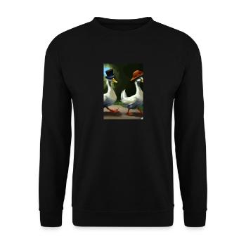 Zwei Enten - Unisex Pullover - Schwarz - Vorne - Alina (178cm) & Michal (187cm)