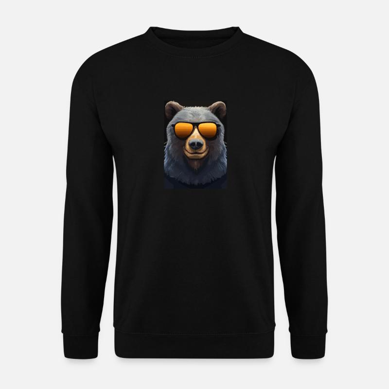 Bär mit Sonnenbrille - Unisex Pullover - Schwarz