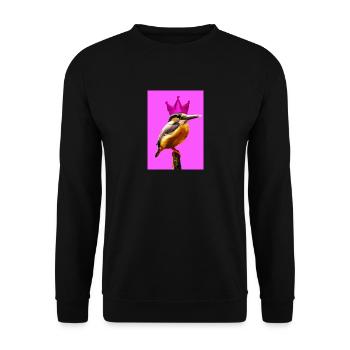 Vogel mit Krone - Unisex Pullover - Schwarz - Vorne - Alina (178cm) & Michal (187cm)