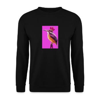 Vogel mit Krone - Unisex Pullover - Schwarz - Vorne - Alina (178cm) & Michal (187cm)