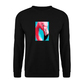 Flamingo-Kopf - Unisex Pullover - Schwarz - Vorne - Alina (178cm) & Michal (187cm)