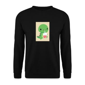 Niedliches Baby-Dinosaurier-Getränk Shake - Unisex Pullover - Schwarz - Vorne - Alina (178cm) & Michal (187cm)