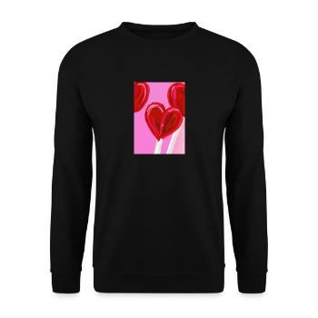 Herz-Lollipop - Unisex Pullover - Schwarz - Vorne - Alina (178cm) & Michal (187cm)