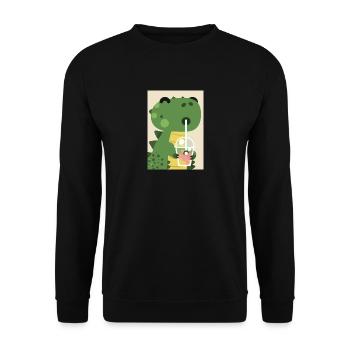 Niedliches Baby-Dinosaurier-Getränk Shake - Unisex Pullover - Schwarz - Vorne - Alina (178cm) & Michal (187cm)