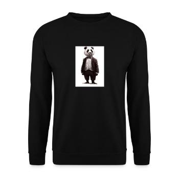 Meine Herren Panda - Unisex Pullover - Schwarz - Vorne - Alina (178cm) & Michal (187cm)