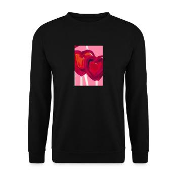 Herz-Lollipop - Unisex Pullover - Schwarz - Vorne - Alina (178cm) & Michal (187cm)