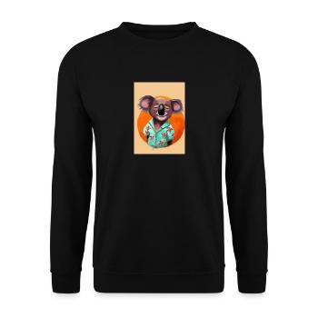 Koala mit Hawaii-Hemd - Unisex Pullover - Schwarz - Vorne - Alina (178cm) & Michal (187cm)