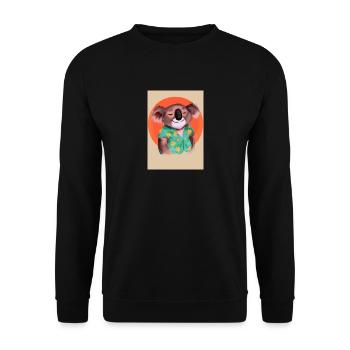 Koala mit Hawaii-Hemd - Unisex Pullover - Schwarz - Vorne - Alina (178cm) & Michal (187cm)