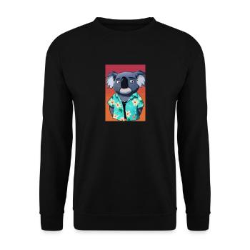 Koala mit Hawaii-Hemd - Unisex Pullover - Schwarz - Vorne - Alina (178cm) & Michal (187cm)