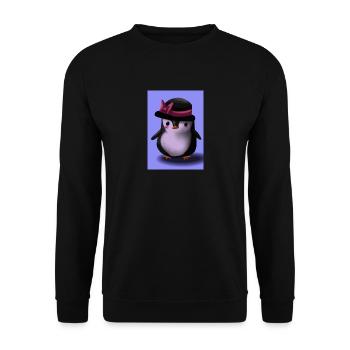 Pinguin mit niedlicher rosa Mütze - Unisex Pullover - Schwarz - Vorne - Alina (178cm) & Michal (187cm)