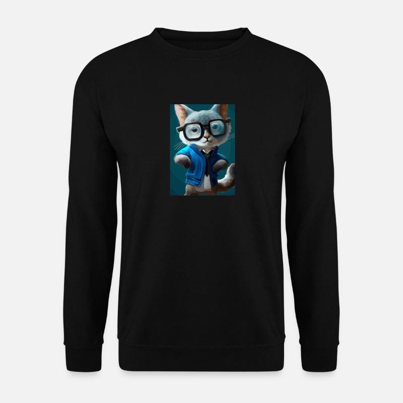 Nerd-Katze - Unisex Pullover - Schwarz
