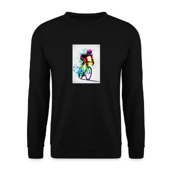 Rennrad Radfahrer Regenbogen - Unisex Pullover - Schwarz - Vorne - Alina (178cm) & Michal (187cm)