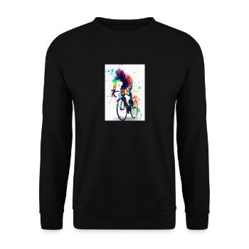 Rennrad Radfahrer Regenbogen - Unisex Pullover - Schwarz - Vorne - Alina (178cm) & Michal (187cm)
