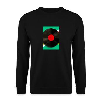 Retro Vinyl Platte Bunt - Unisex Pullover - Schwarz - Vorne - Alina (178cm) & Michal (187cm)