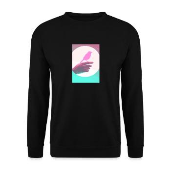 Retro-Vogel - Unisex Pullover - Schwarz - Vorne - Alina (178cm) & Michal (187cm)