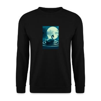 Schwan im Vollmond - Unisex Pullover - Schwarz - Vorne - Alina (178cm) & Michal (187cm)