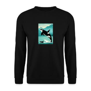 Familie der Wale - Unisex Pullover - Schwarz - Vorne - Alina (178cm) & Michal (187cm)