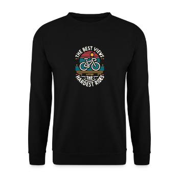 Die besten Aussichten kommen nach den anstrengends - Unisex Pullover - Schwarz - Vorne - Alina (178cm) & Michal (187cm)