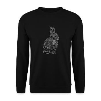 Hasen design weiß - Unisex Pullover - Schwarz - Vorne - Alina (178cm) & Michal (187cm)