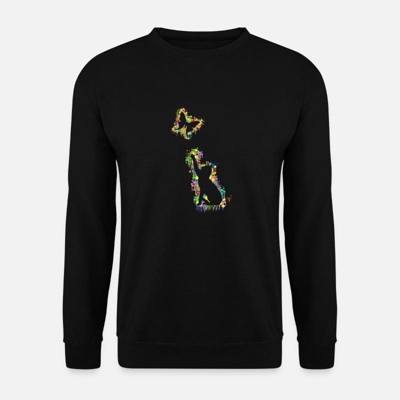Katze Schmetterling - Unisex Pullover - Schwarz