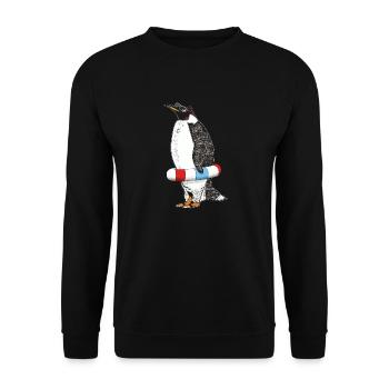 PINGUIN WARTET SOMMER - Unisex Pullover - Schwarz - Vorne - Alina (178cm) & Michal (187cm)