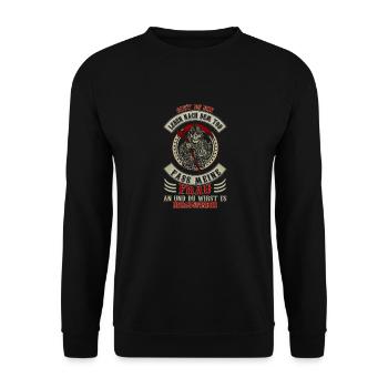 Leben nach dem Tod fass meine Frau an - Unisex Pullover - Schwarz - Vorne - Alina (178cm) & Michal (187cm)