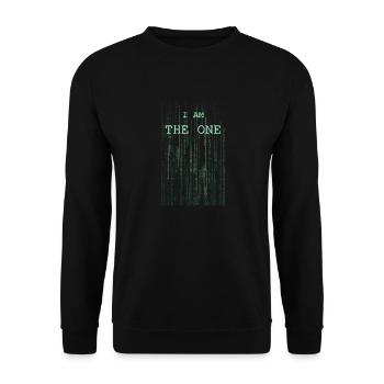 Matrix letter I am the one - Unisex Sweatshirt - black - Front - Alina (178cm) & Michal (187cm)