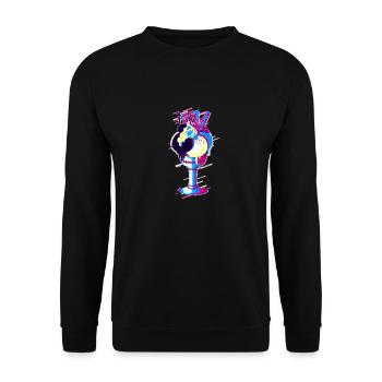 Eis Tasse 80er Retro Violett - Unisex Pullover - Schwarz - Vorne - Alina (178cm) & Michal (187cm)
