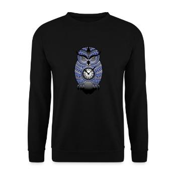 Böse Eule mit Uhr T-Shirt Damen Herren Kinder - Unisex Pullover - Schwarz - Vorne - Alina (178cm) & Michal (187cm)