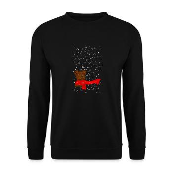 Schnee Hündchen - Unisex Pullover - Schwarz - Vorne - Alina (178cm) & Michal (187cm)