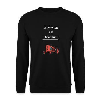 Je peux pas j ai tracteur - Sweat-shirt Unisexe - noir - Devant - Alina (178cm) & Michal (187cm)