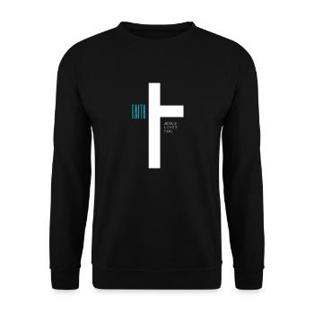 FAITH Glaube an Gott Design - Unisex Pullover - Schwarz - Vorne - Alina (178cm) & Michal (187cm)