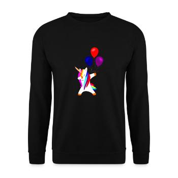 dabbing unicorn, dabbendes Einhorn Einhörner - Unisex Pullover - Schwarz - Vorne - Alina (178cm) & Michal (187cm)