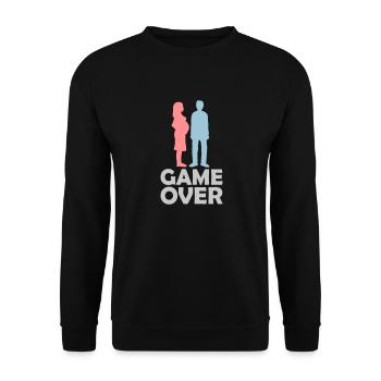 Game Over schwangere Frau - Unisex Pullover - Schwarz - Vorne - Alina (178cm) & Michal (187cm)