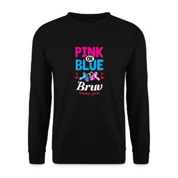 Pink or Blue Bruv Loves You Gender Reveal Party - Unisex Sweatshirt - black - Front - Alina (178cm) & Michal (187cm)