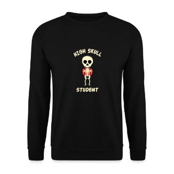 High Skull Schüler, Skelett Schule Wortspiel - Unisex Pullover - Schwarz - Vorne - Alina (178cm) & Michal (187cm)