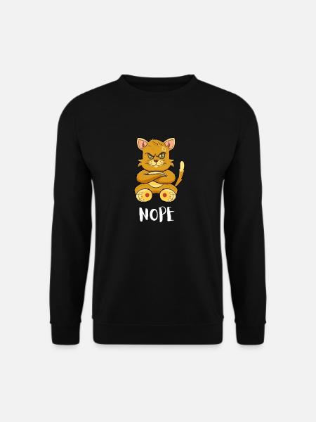 Nope Funny Lazy Cat - Unisex Sweatshirt - black
